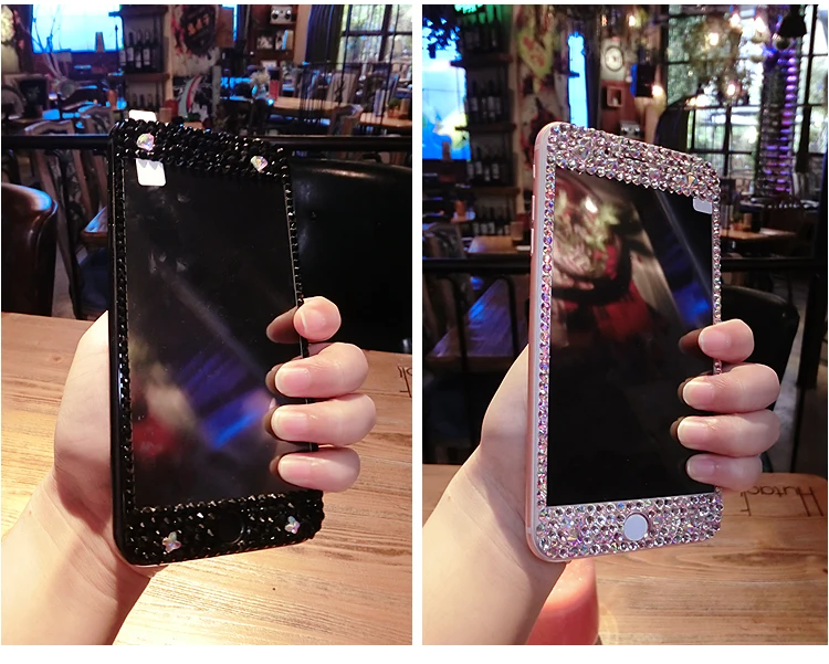 Luksus Rhinestone Hærdet Glas Skærm Protektor Diamant Jeweled Protector Film Til iPhone 6 6s 7 8 Plus