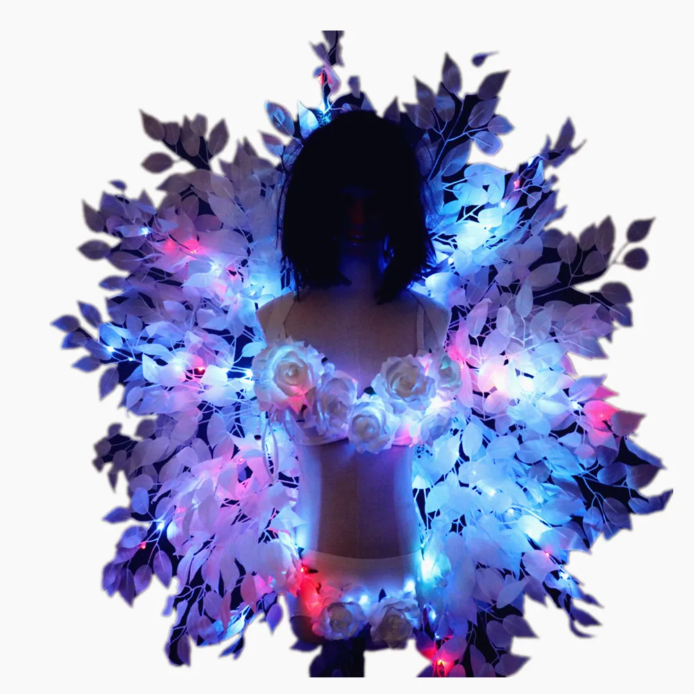 Farverige tilbage frame baggrund plade Sexet tøj til Kvinder, der LED Lysende Bra Shorts Sexede Passer til Kvindelige Sanger Stage Performance Sæt