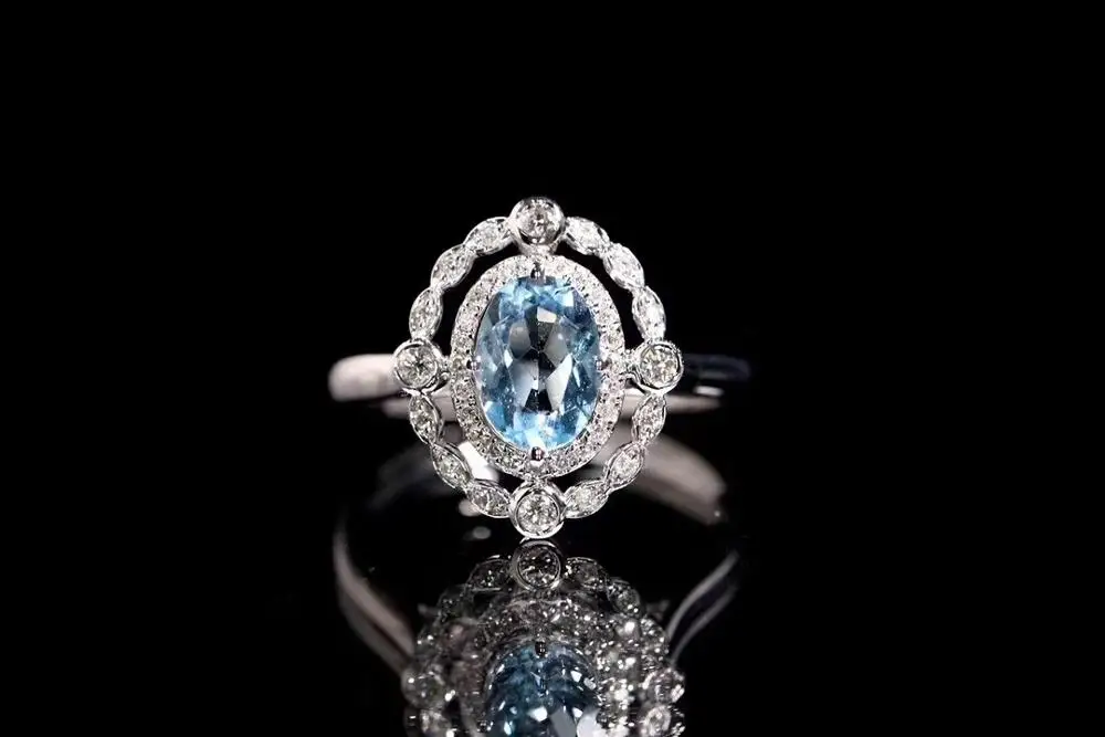 Naturlige Aquamarine Ringe Til Kvinder Sterling Sølv 925 Farve Smykker Ring, Bryllup, Engagement, Fest Ædelsten Fine Smykker