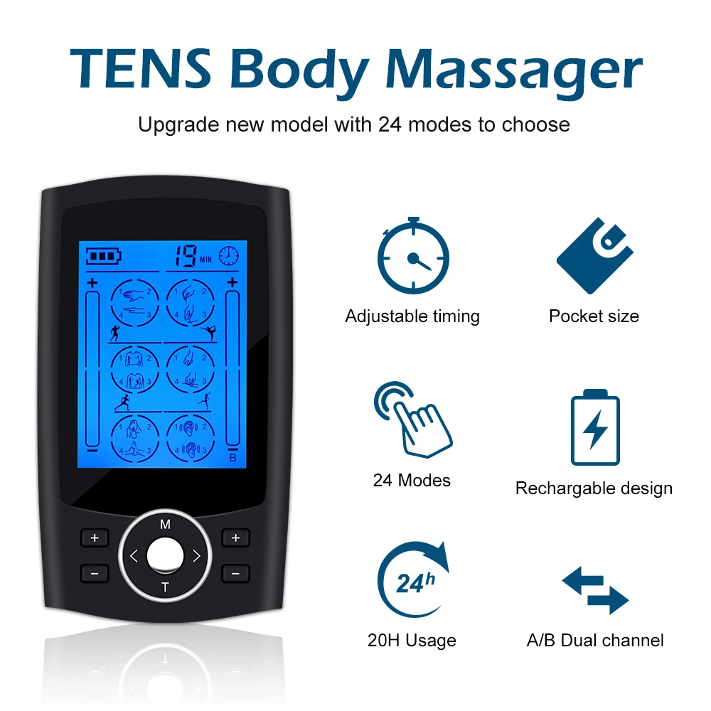Genopladelige TENS Enhed EMS-TENS Maskine Digital Terapi Mahcine Ben, Arm, Krop Massageapparat til Massage Af Muskel Stimulator smertelindring