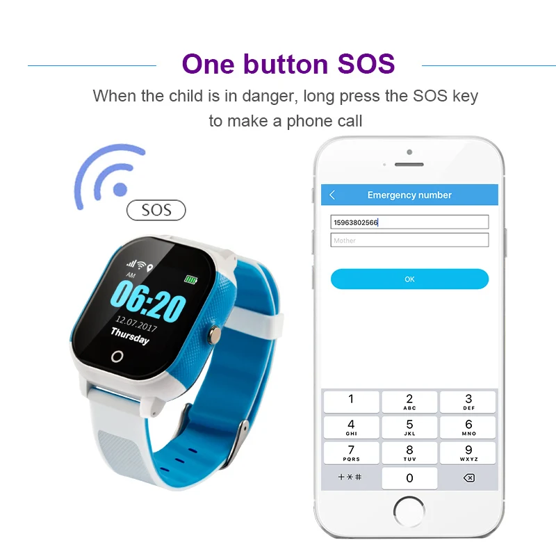 FA23 Børn, Smart Ur Baby SIM-Kort Touch Skærm, GPS, WIFI SOS Tracker IP67 Vandtæt Børn Vækkeur Anti-Tabte Smartwatch