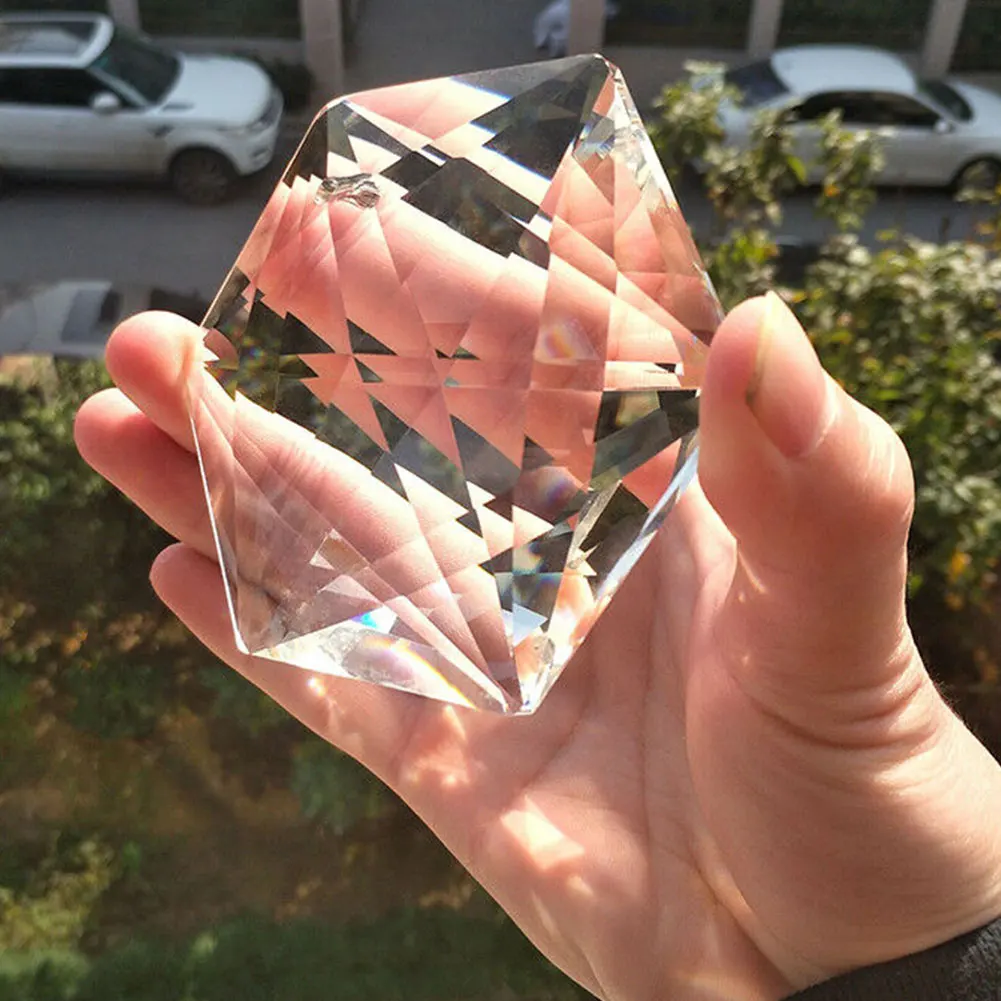 Hængende Hexagram Store 100 mm Art Facetteret Håndværk Jødedommen Krystal Lysekrone Glas-Klare Prismer Vedhæng Ornament Del