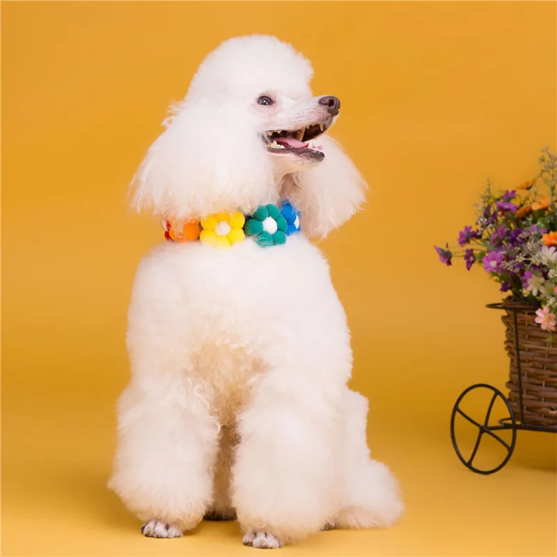Nye Hvalp Hund Kraver Søde Blomst Halskæde Dekoration Halsbånd til Hunde Kat Bulldog Shiba Dog Bandana Krave Collares Para Perros
