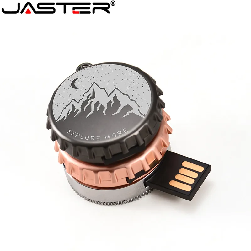 JASTER Mini metal Rund flaske cap USB flash drive 4GB, 8GB, 16GB, 32GB, 64GB Tilpas Pen-Drev, USB-Memory Stick, U disk gave