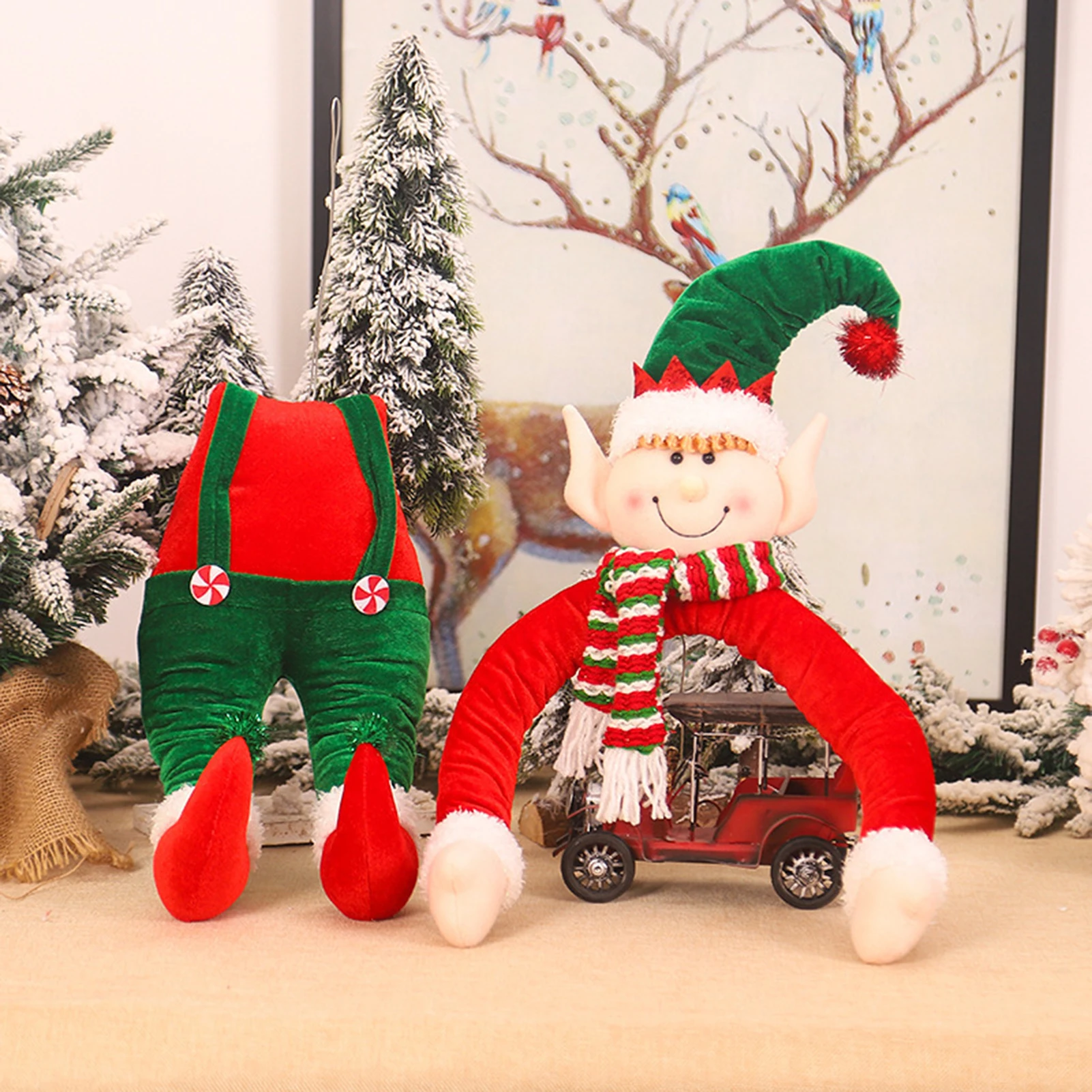Ikke-vævet stof Christmas Santa Claus Elf Hængende Pendel Xmas Tree Dukke Elf Hug Træet Ornament Party Ferie boligindretning