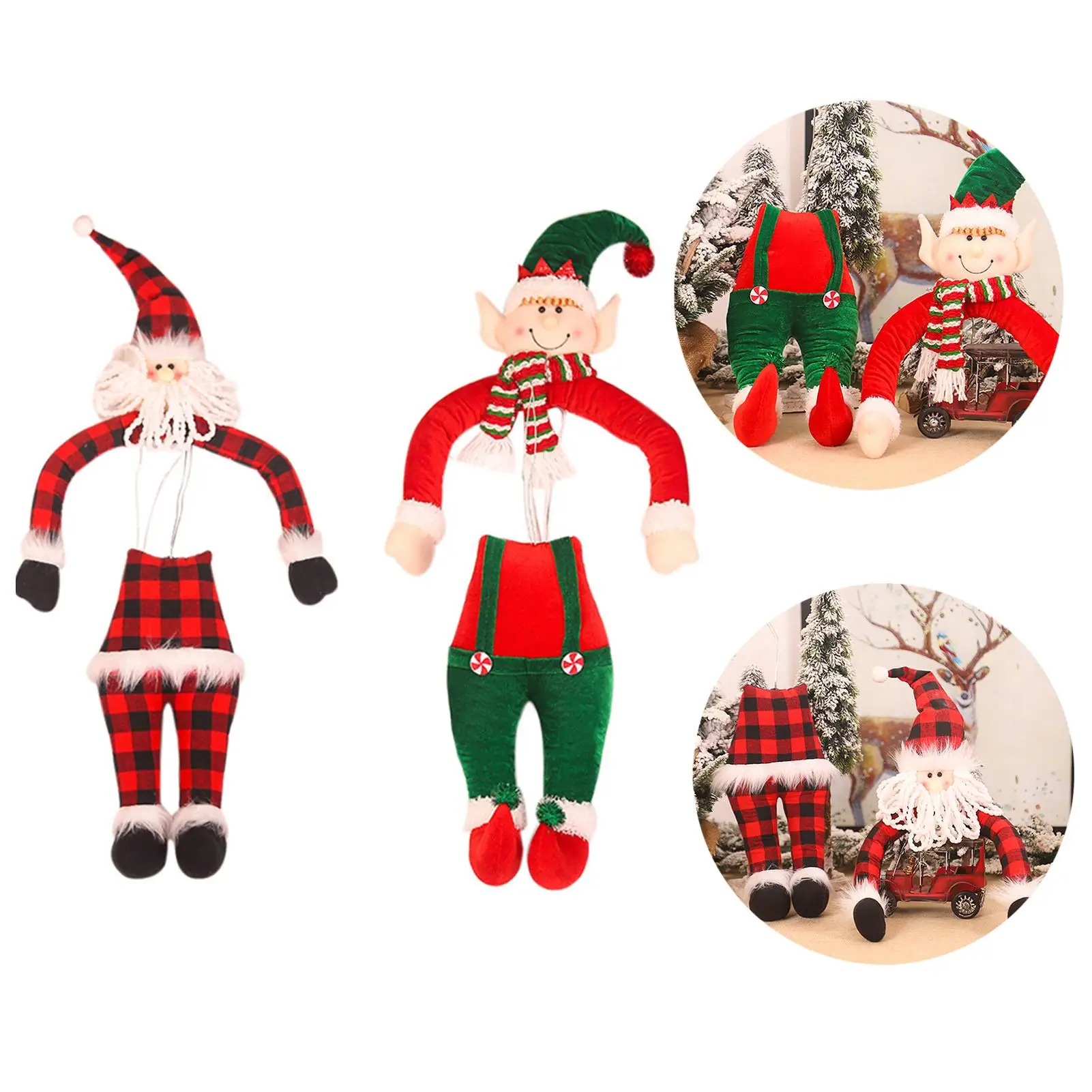 Ikke-vævet stof Christmas Santa Claus Elf Hængende Pendel Xmas Tree Dukke Elf Hug Træet Ornament Party Ferie boligindretning