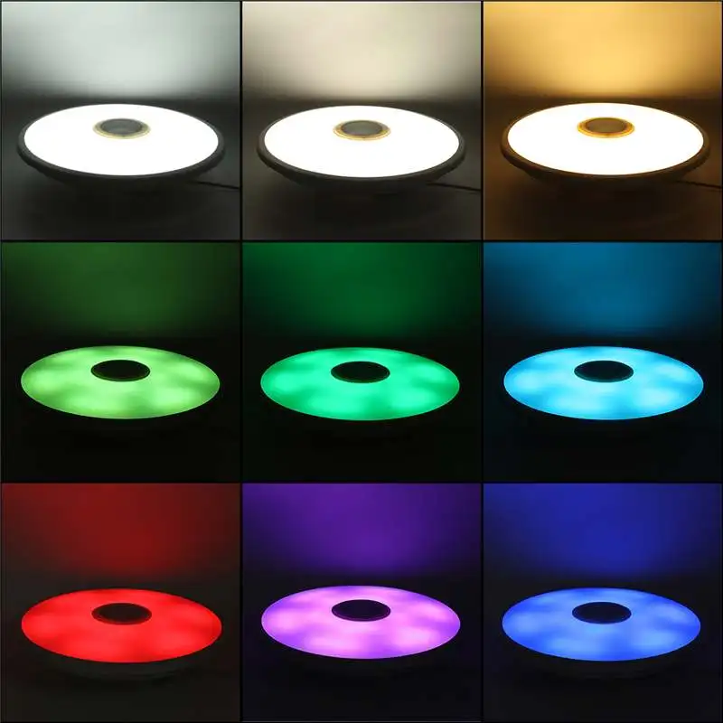 250W RGB-LED-loftsbelysning APP bluetooth Højttaler Musik, Lys Soveværelse Lampe Dæmpbar E27 Smart Loft Lampe med Fjernbetjening