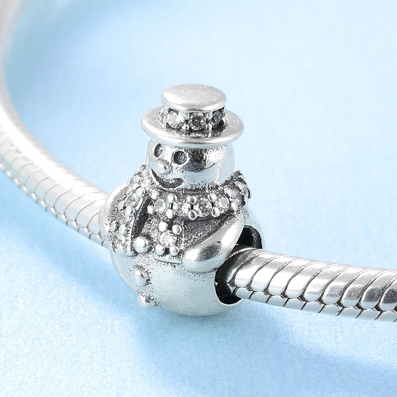 925 Sterling Sølv, med Søde Jul Snemand Mode, DIY Perler Passer Oprindelige europeu Charme Armbånd Smykker at gøre