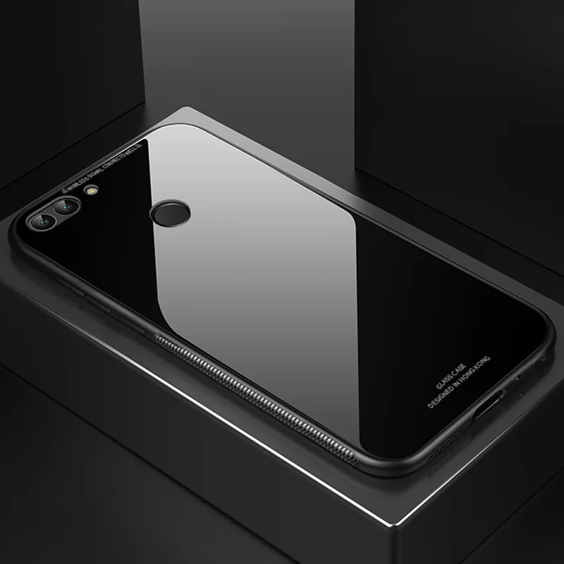 For Huawei S Smart Sag, Luksus Blank Hærdet Glas, Silikone Ramme Hårdt Cover Tilbage P20 Lite Pro S Smart Plus Berøringssikre Kabinet