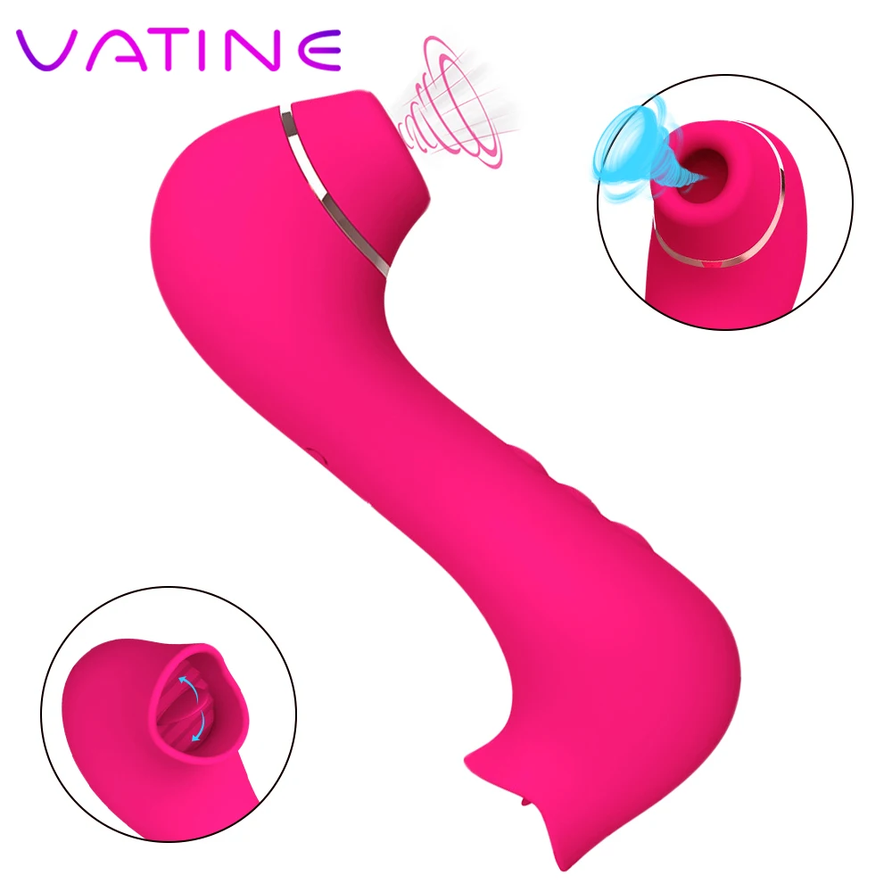 VATINE 10 Tilstande Suge-Og Tunge Slikning Vibrator Til Klitoris, Vagina Brystvorten Anal Massageapparat Vibratorer Til Kvinder, Par