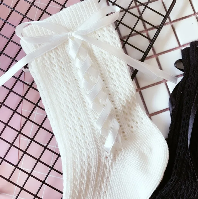 Japansk Lolita bandage bomuld sokker hule lille sexet, bånd og sløjfe bunke sokker Korea søde sokker
