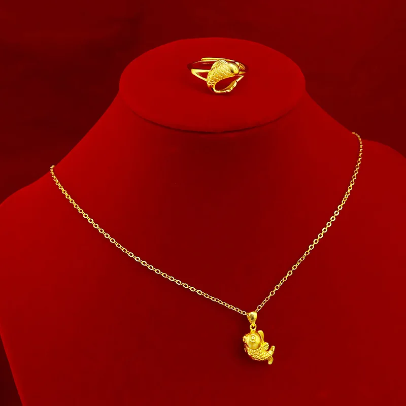 Koreanere Real 24K Guld Halskæde Vedhæng til Kvinder Guld Smykker Heldig Fisk Vedhæng Kæde Halskæde Choker Jubilæum, Fødselsdag Gaver