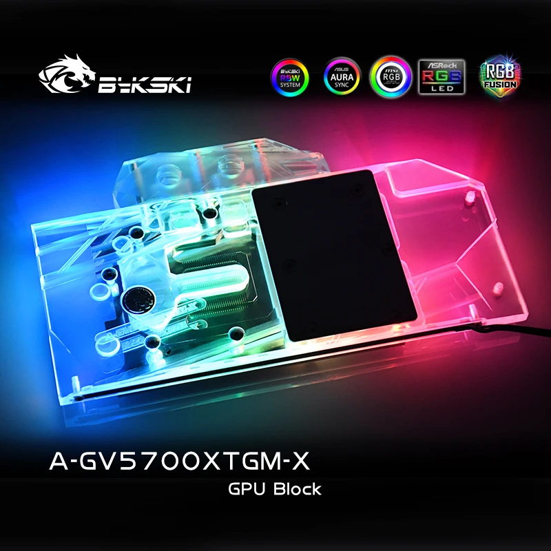 Bykski Vand Blok brug for Gigabyte RX5700XT Gaming OC 8G GPU Kort / Fuld Dækning Kobber Radiator Blok /3PIN A-RGB / RGB 4PIN