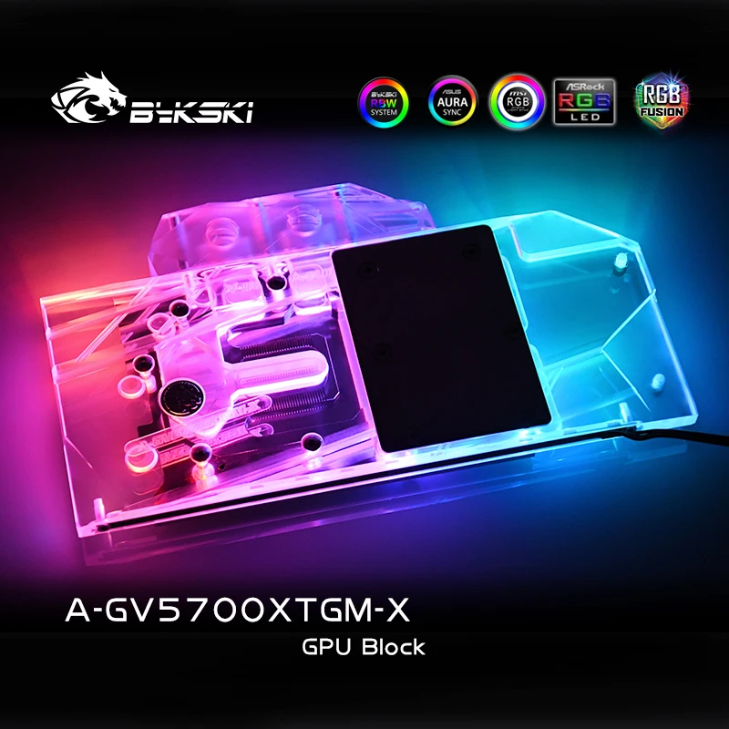 Bykski Vand Blok brug for Gigabyte RX5700XT Gaming OC 8G GPU Kort / Fuld Dækning Kobber Radiator Blok /3PIN A-RGB / RGB 4PIN