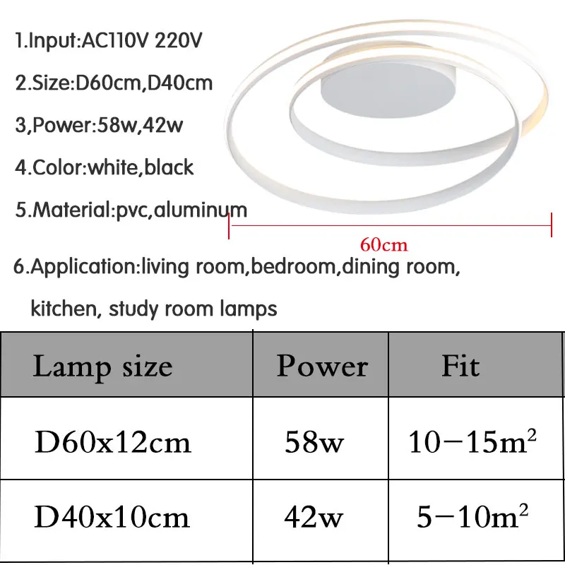 Nye Moderne Loft Lys i Stue, Soveværelse, Spisestue, Hvid&Sort Aluminium legering Loft Lampe belysning 110v 220v