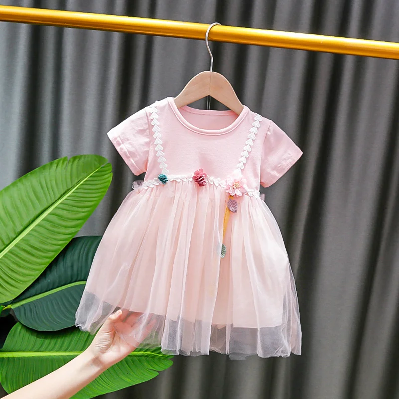 Nyfødte baby pige sommer tøj kortærmet kjole til spædbarn baby piger tøj prinsesse fødselsdag tutu kjoler dress