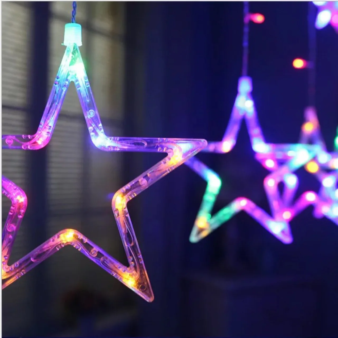 220v /110v stjernede LED Curtain String Lys Fe Krans Til det nye år 2021 julepynt juledekoration til hjemmet