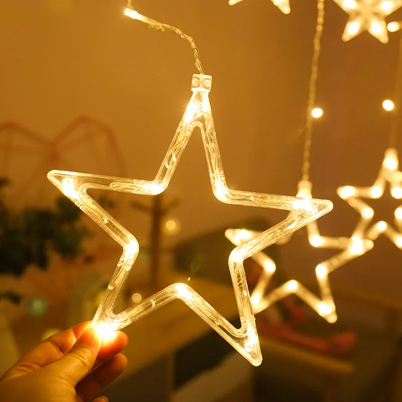 220v /110v stjernede LED Curtain String Lys Fe Krans Til det nye år 2021 julepynt juledekoration til hjemmet