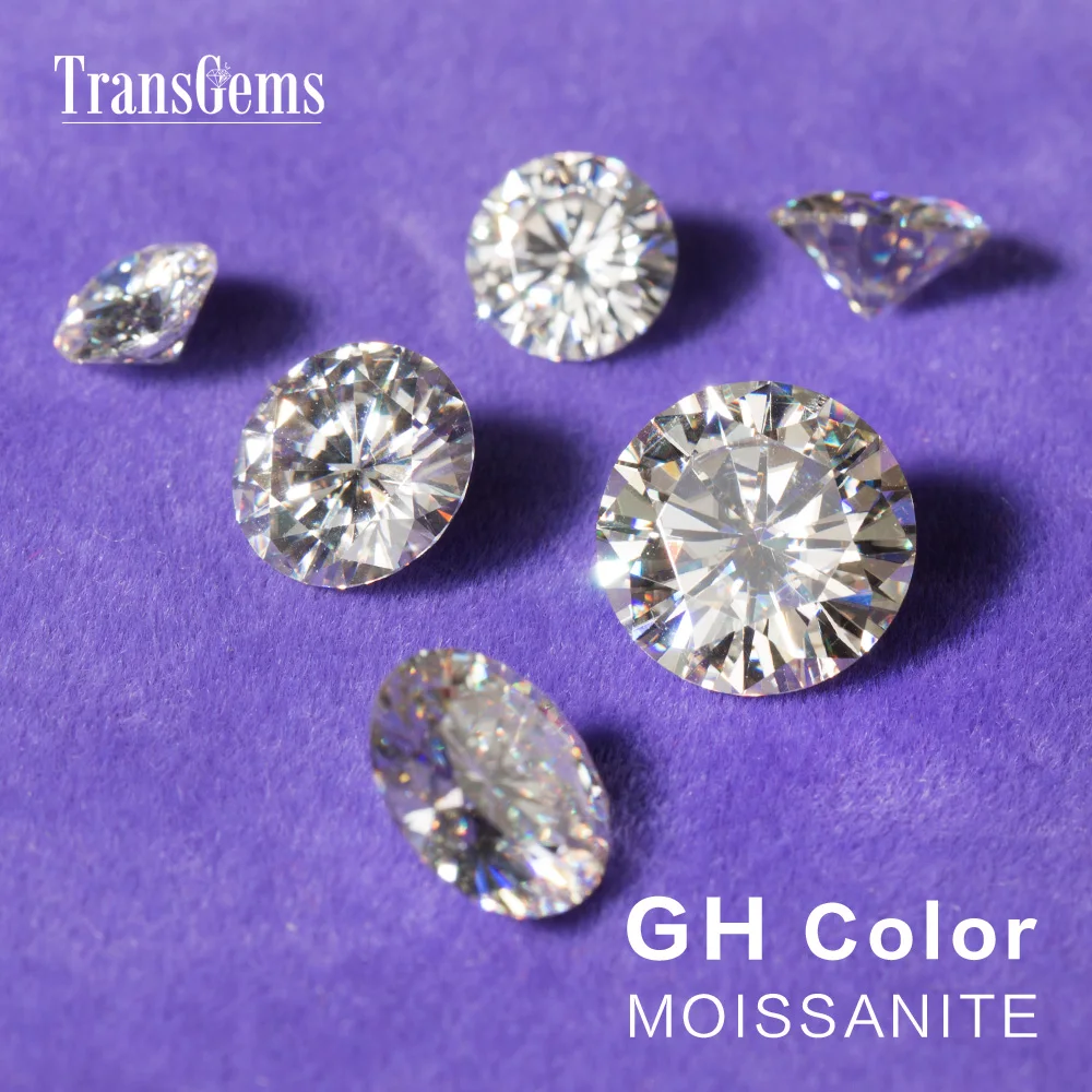 TransGems 1 Stykke 1ct Karat 6.5 mm GH Farve Runde Hjerter og Arrrows Skære Lab Vokset Moissanite Diamant til smykkefremstilling