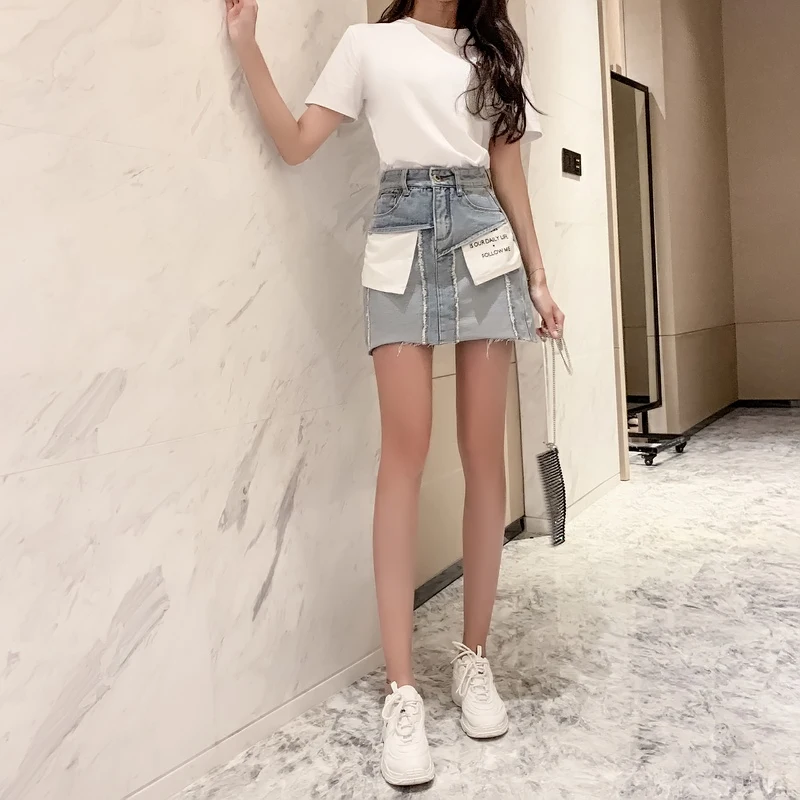 Dame Nederdel Vintage Tøj Denim Korte Nederdele Blå Summer Harajuku Høj Talje Streetwear 2020 Forår Mode populære flowy