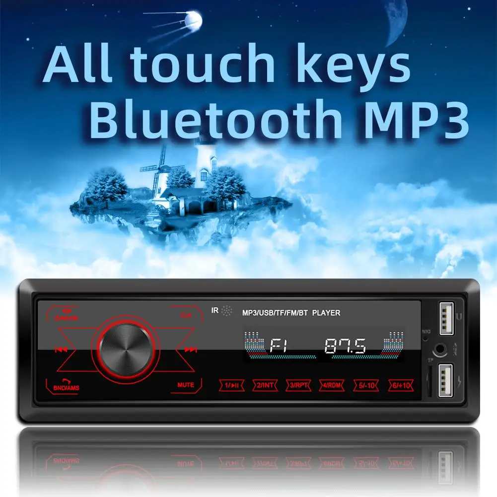 Car Multimedia MP3-Afspiller, Bluetooth, AUX-FM Stereo Auto Radio Touch-Skærm MP3-musikafspiller Med Farverige Lys Bil Tilbehør
