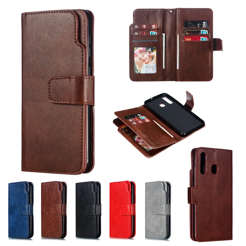 Læder taske Til Samsung Galaxy A10E A20E A30 A40 A50 A60 A70 A80 A90 Flip Case Card Wallet Cover Magnet Business Phone Sag