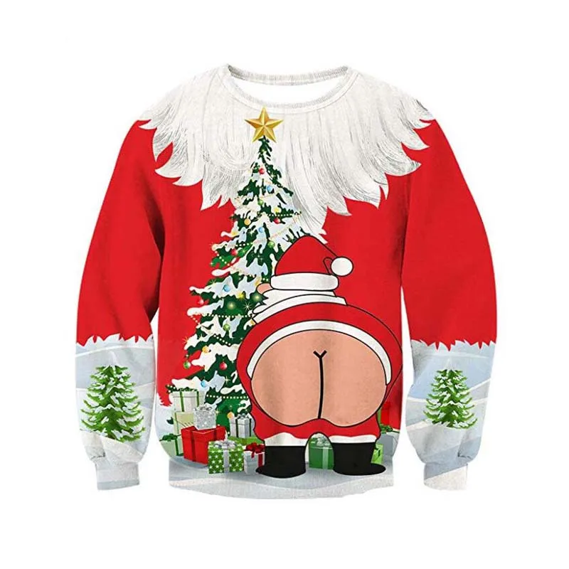 Nye ugly jul sweater Kostumer, Sjove Christmas 3d Digital Udskrivning Falske Hår Jumper Efterår og Vinter Tøj Toppe Gave