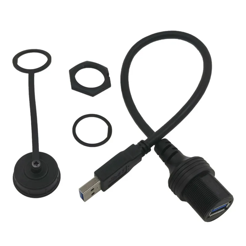 USB 3.0-AUX-Udvidelse instrumentpanelet Vandtæt Bil Flush Mount Kabel Til Bil, Båd og Motorcykel 30cm