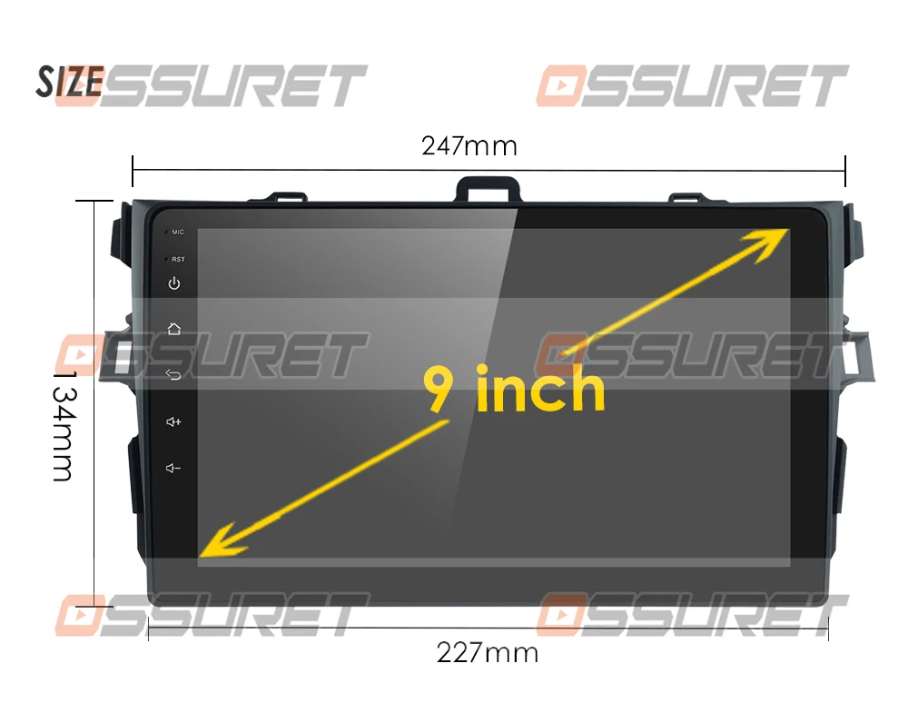 2 GB RAM, 32 GB ROM 2 Din Android 10 9Inch Bil Radio Multimedie-Afspiller med WIFI 4G LTE For Toyota Corolla 2007 - 2012 GPS Navi SWC