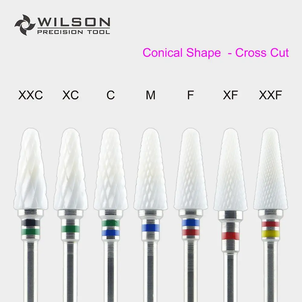 WilsonDental Burs Konisk Form - Cross Cut - Hvid Keramik - (6400202-6400802) Zirconium - Keramik Dentale Burs