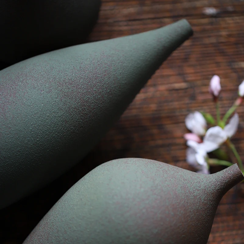 Efterligning Metal, Porcelæn blomstervaser Keramiske Håndlavet Mat grøn Japansk Retro style Home Decor