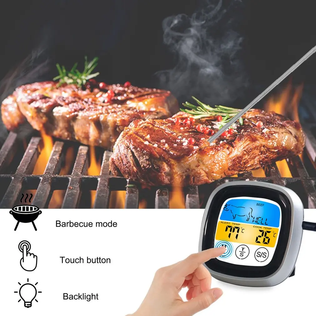 Trådløse BBQ Termometer Med Seks Sonder Mad Madlavning Timer Til Ovn, Grill Kød Termometer Med Gratis App Control