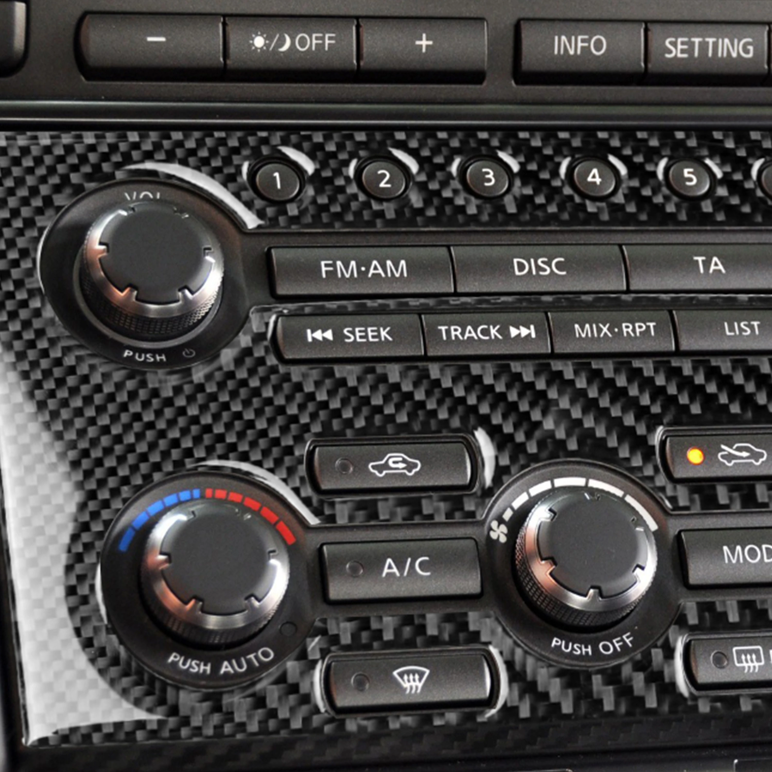 For Nissan GTR R35 2008-2016 Carbon Radio Klima Kontrol Konsol Mærkat Aircondition CD-Panel Dækker Trim Bil Tilbehør
