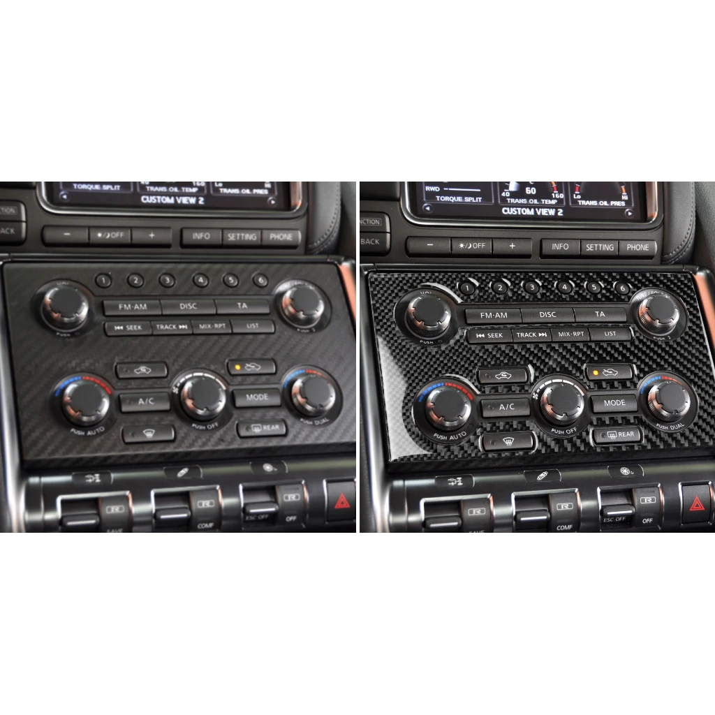 For Nissan GTR R35 2008-2016 Carbon Radio Klima Kontrol Konsol Mærkat Aircondition CD-Panel Dækker Trim Bil Tilbehør