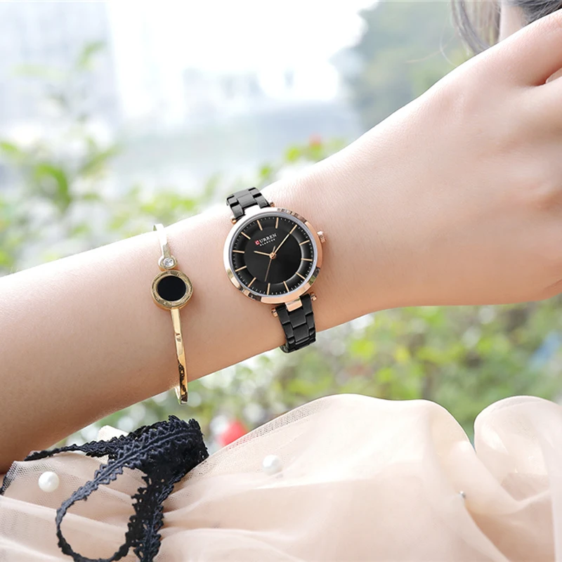 CURREN Kvinder Ure Luksus Metal Bracelet-Armbåndsur Klassiske Mode Kvarts Ur Blå Kvindelige Rustfrit Stål Dress Watch