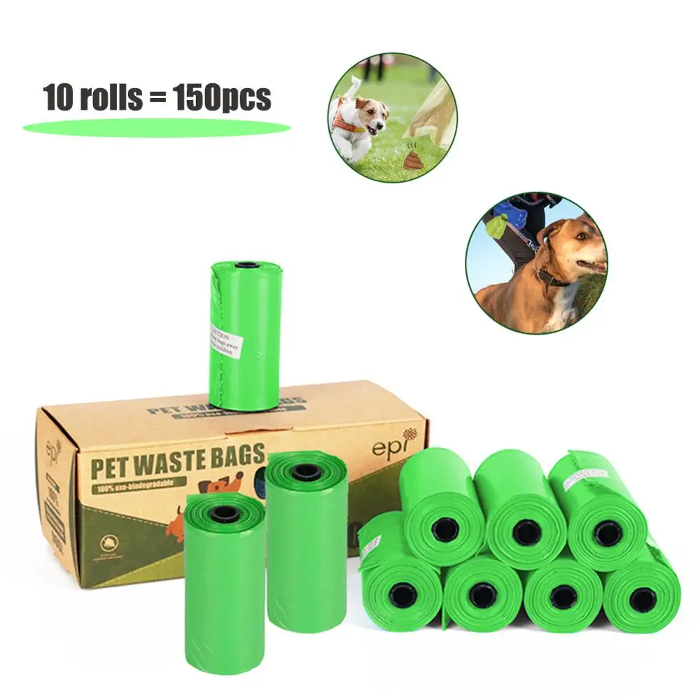 10roll/150pcs dog poop tasker bionedbrydelige hundeposer til poop Øko-venligt Pet affaldssæk GRATIS FRAGT