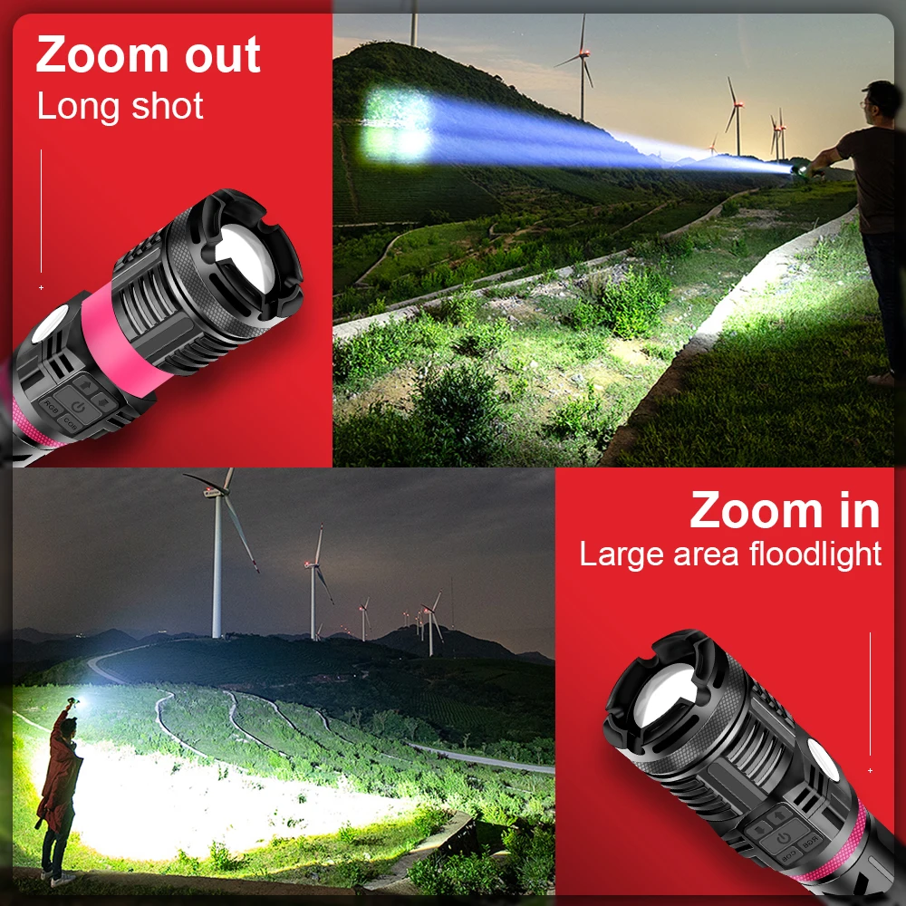 2020 nye xhp120 cob lanterne 26650 høj kraftfulde lommelygte led lommelygte usb-genopladelige 18650 flash lys xhp90 xhp70 xhp50