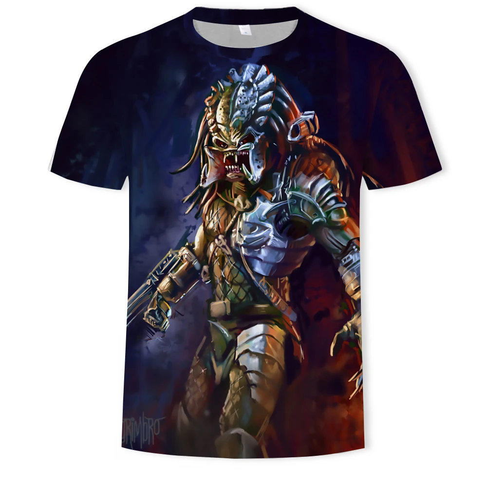 Hot sell science fiction-thriller Predator-serien kortærmet T-shirt 3D-print cool casual kortærmet sommer top åndbar Tshirt