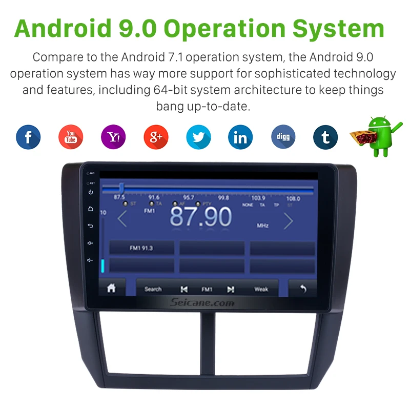 Seicane 9 Tommer 2din Android 9.0 Bil Radio For Subaru Forester 2008 2009 2010 2011 2012 hovedenheden Wifi 3G Multimedia Afspiller GPS