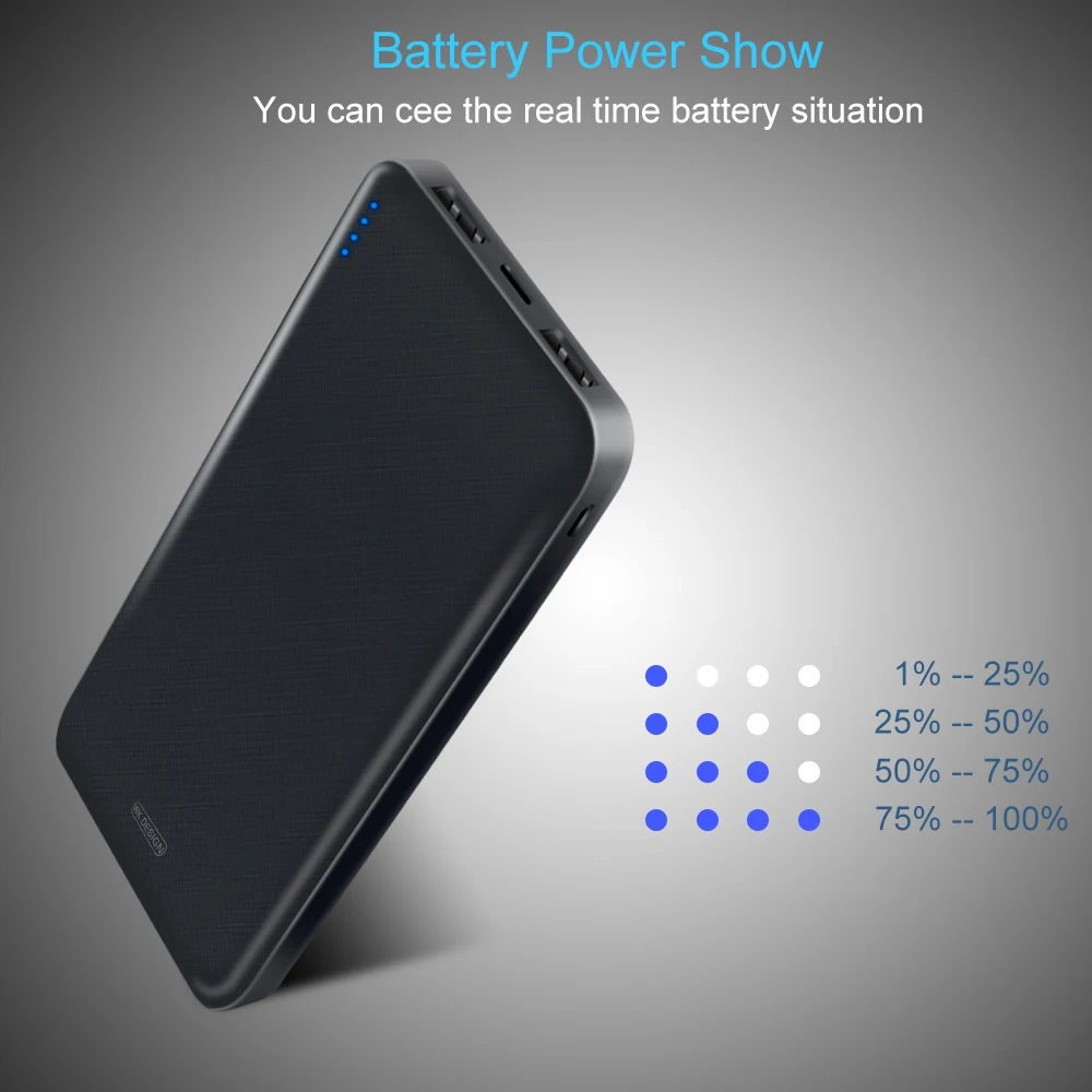 WK Mini Power Bank 10000mAh Powerbank til Xiaomi Power Bank Poverbank Strømforsyning Ekstern Batteri til iPhone Tilbehør