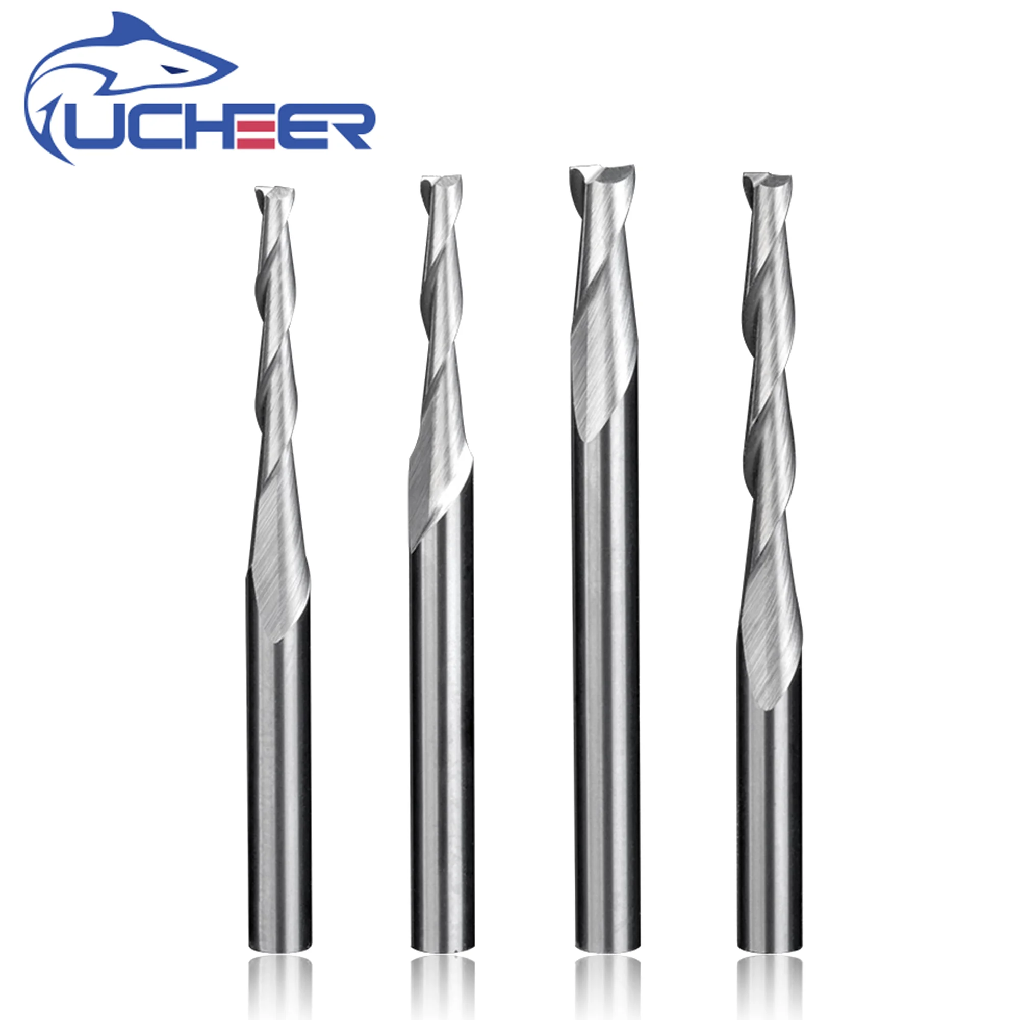 UCHEER 1/5pcs 6mm 2 Fløjter Spiral Fræseren CNC-endefræsere router smule for MDF træ af wolfram carbide cricut maskine