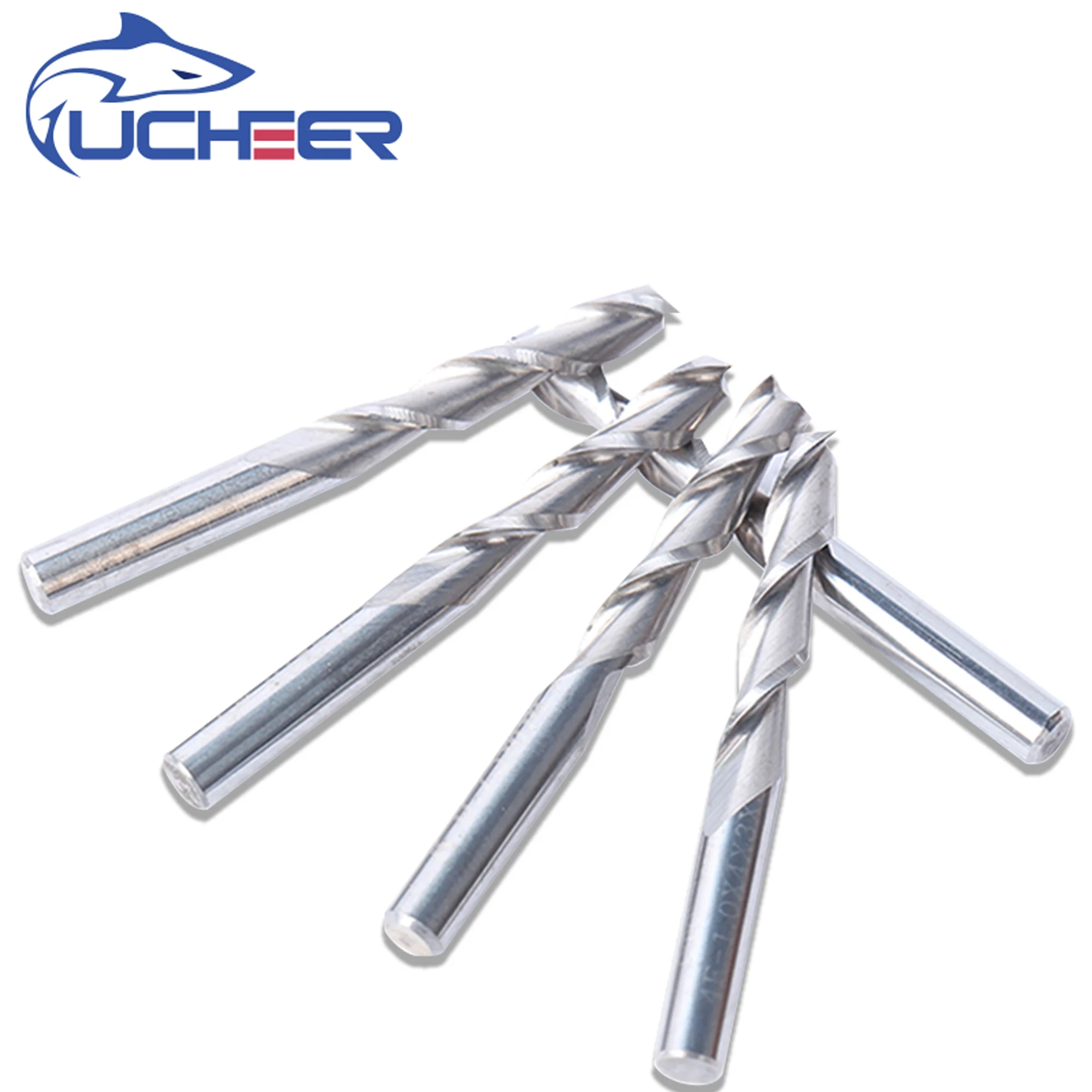 UCHEER 1/5pcs 6mm 2 Fløjter Spiral Fræseren CNC-endefræsere router smule for MDF træ af wolfram carbide cricut maskine
