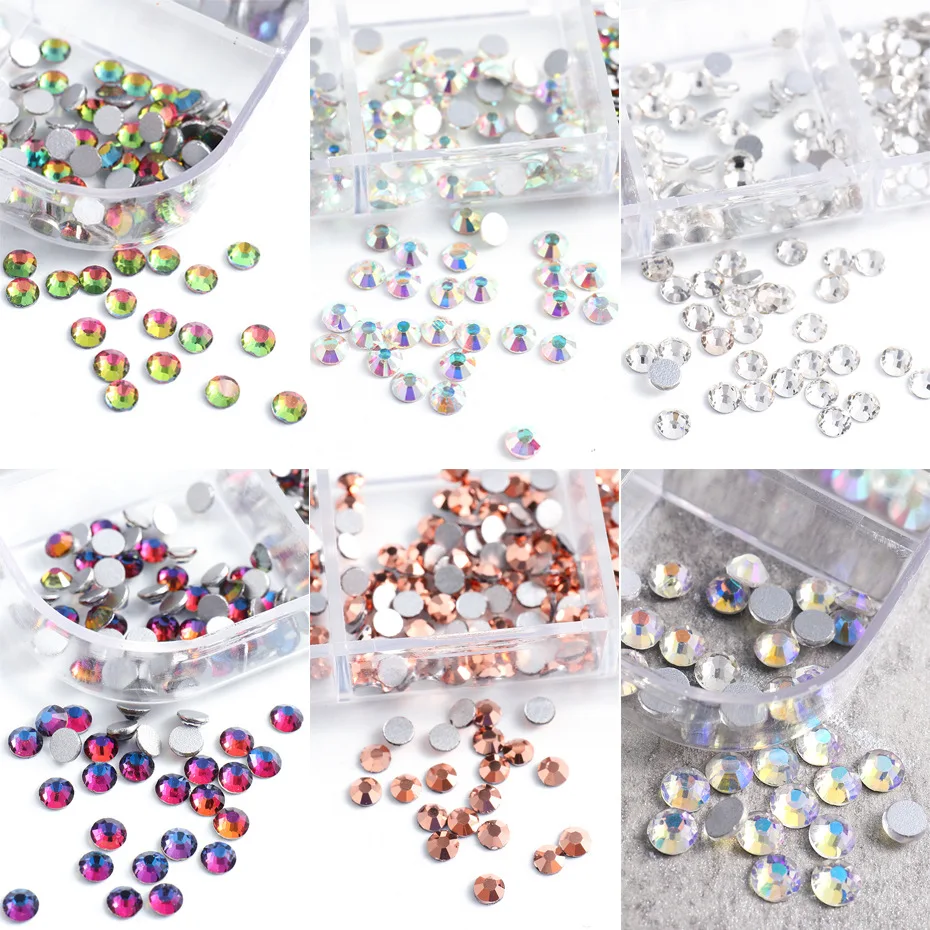 1 Kasse Søm Rhinestones 3D Multi-style Diamond Crystal Fladskærms Tilbage Rhinestone Diamant Perle Glitter Nail Art Indretning