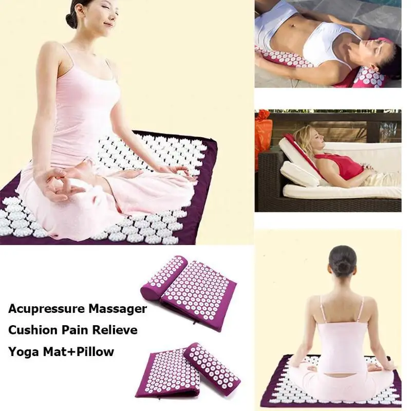 Massageapparat Måtten med Pude Pude Akupressur Lindre Stress Massage Yoga Mat Tilbage Smerter i Kroppen Spike Mat Akupunktur Massage Yoga