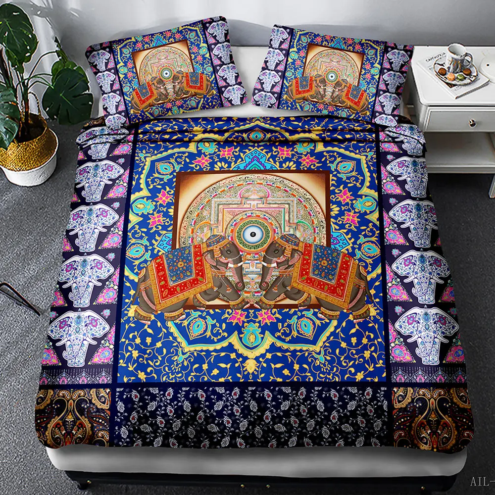 Boheme Bedding Set Luksus Dyne Etniske Mandala Mønster Bed Cover Sæt King Size Dobbelt Trykt Hjem Tekstil-3stk