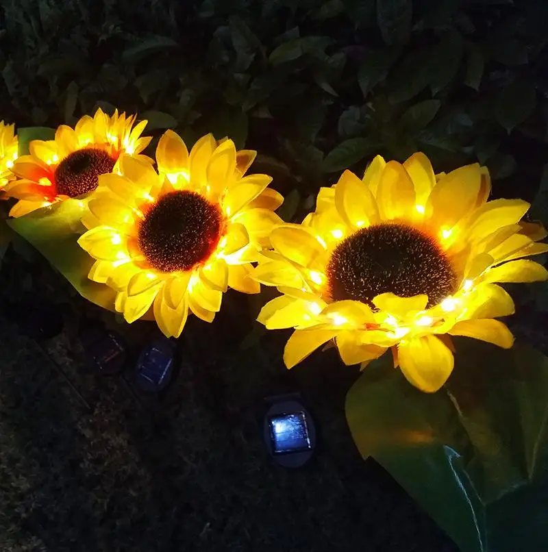 2stk Sloar LED Solsikke Stil Græsplæne Lys Udendørs Vandtæt Blomster Lampe til Gårdhave med Græsplæne Belysning, Indretning Sol Lamper