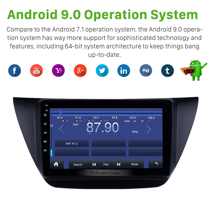 Seicane Android 9.0 9 tommer 2Din Bil Radio stereo GPS Navi Hoved Enhed, der Afspiller Til Mitsubishi lancer ix 2006-2010, Herunder frame