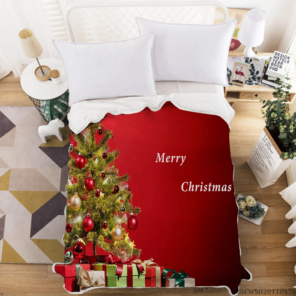Glædelig Jul Tæppe 3D Christmas Tree Print Tæppe Super Blød Moderne Hjem Seng Sæt Soveværelse Dekoration