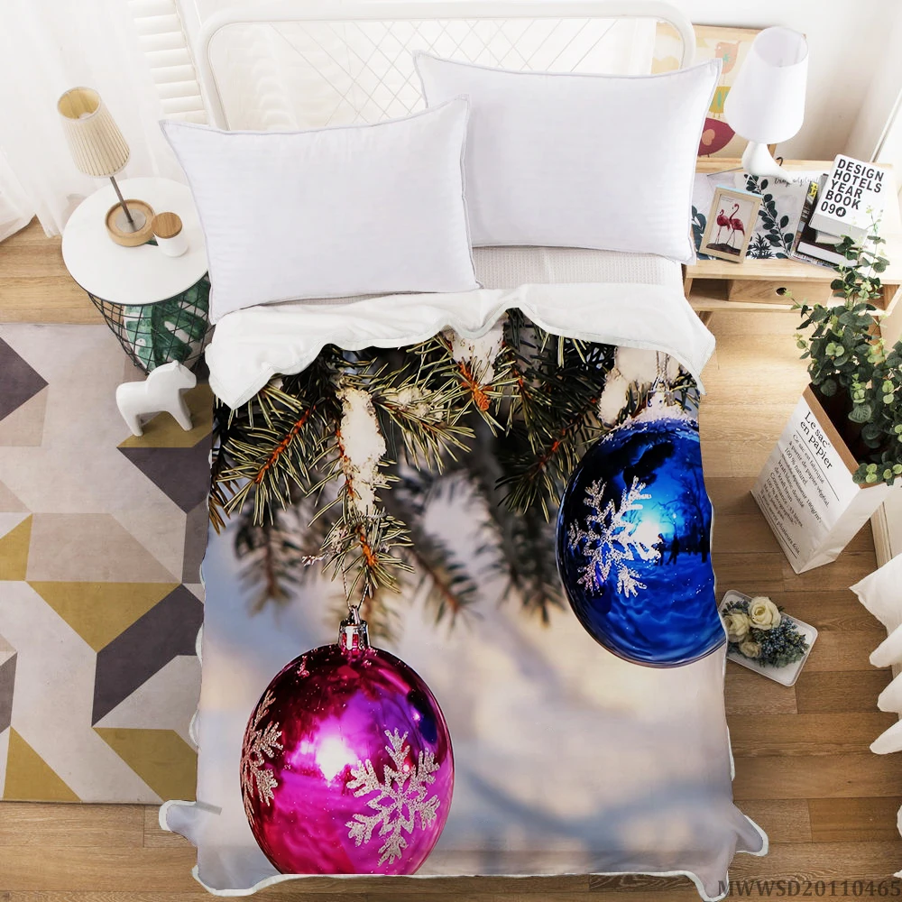 Glædelig Jul Tæppe 3D Christmas Tree Print Tæppe Super Blød Moderne Hjem Seng Sæt Soveværelse Dekoration