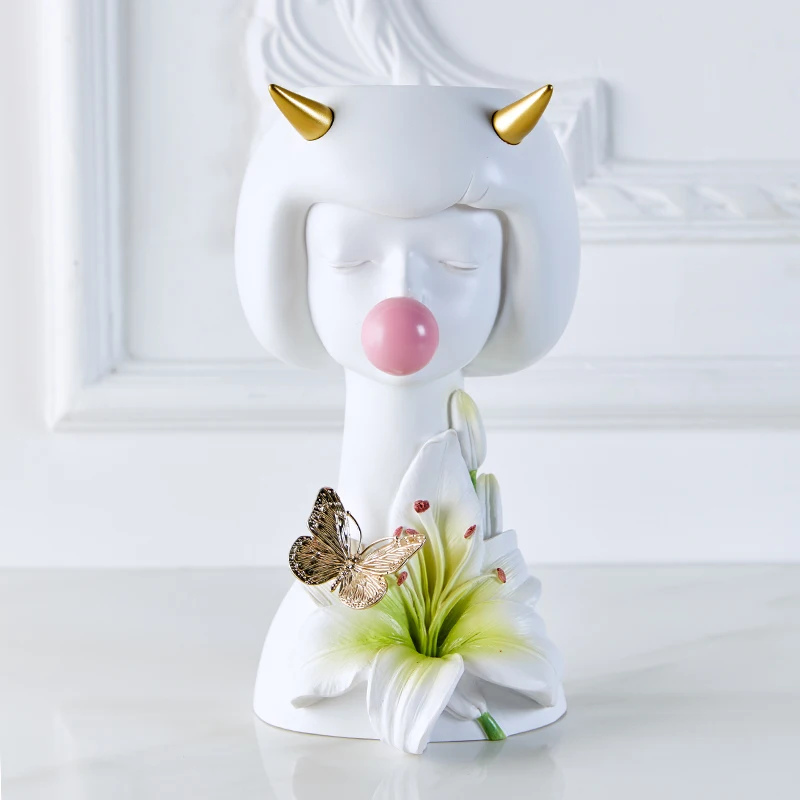 Y. DSHH Lille Heks Kreative Nordisk Stil Harpiks blomstervaser Dekoration Hjem Dekorative Vaser Til Blomster Pot Vintage Tabel Vase